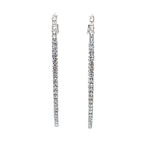 Large Crystal Oval Hoops In Silver