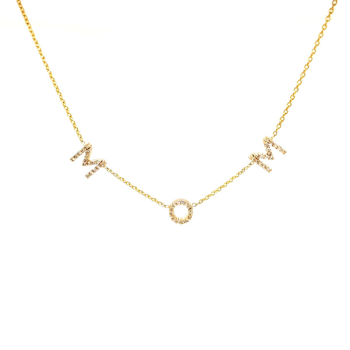 MOM Initial Necklace With Diamonds
