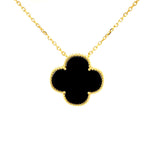 Single Black Onyx Clover Necklace in Gold (Small & Medium)