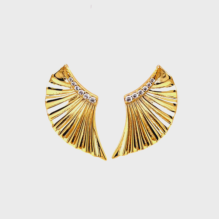 Gold Plated Fan Earrings