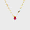 Mini Link Chain With Ruby Red Teardrop