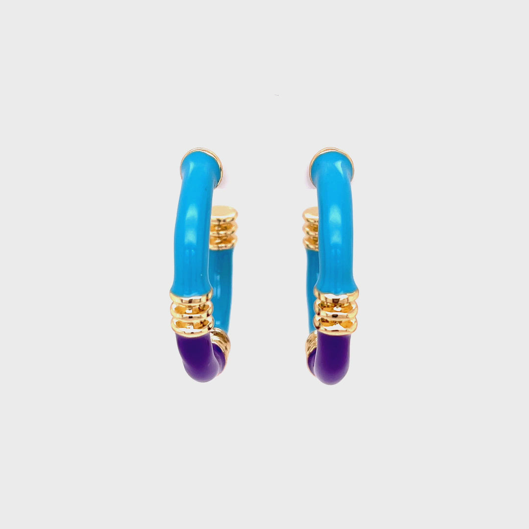 Turquoise & Violet Enamel Earrings