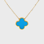 14K Gold Medium Turquoise Clover Necklace