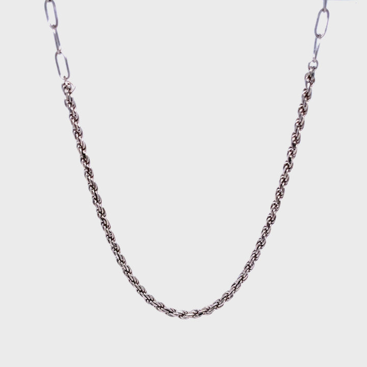 Mini Link & Twisted Chain Necklace (Silver)
