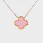 14K Gold Medium Pink Clover Necklace