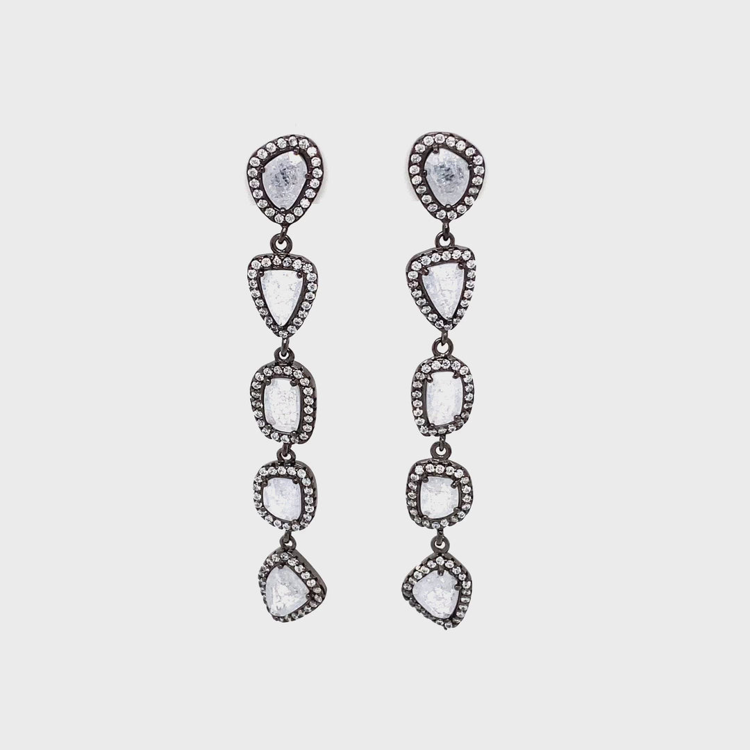 Five Stone Linear Drop Earrings