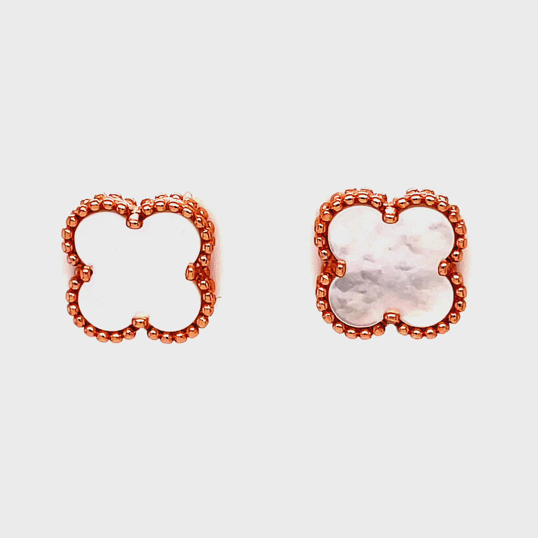 Mother Of Pearl Small Clover Studs in Rose Gold