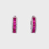 Pink Baguette Mini Hoop Earrings