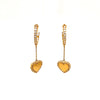 14K Gold Huggies With Heart Drop