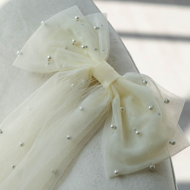 The Emily - Tulle Bow With Pearls – picntell