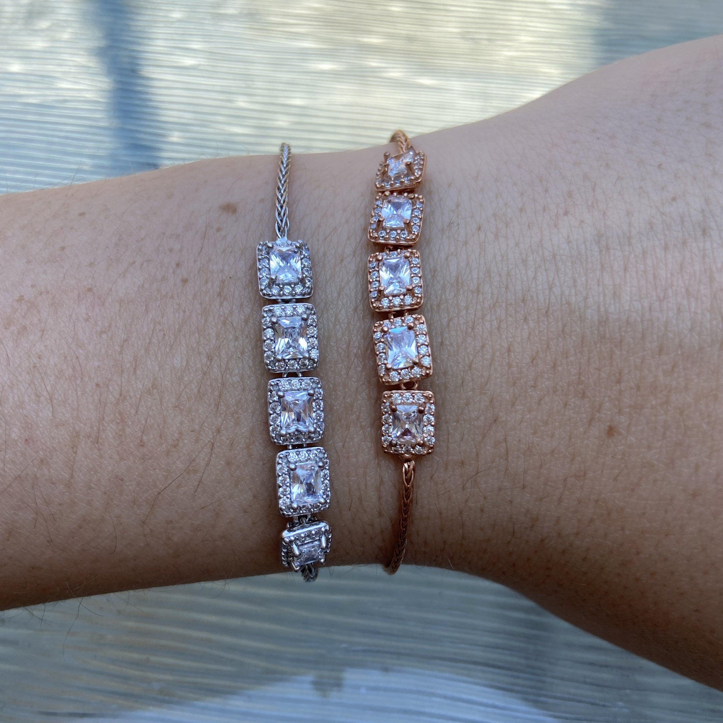 Five Diamond Heart Tennis Bracelet 14K Rose Gold / 7 | Alev Jewelry