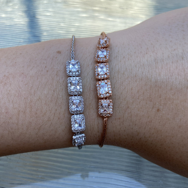 Five Stone Elegant Bolo Bracelet in Silver