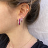 Pink Baguette Mini Hoop Earrings