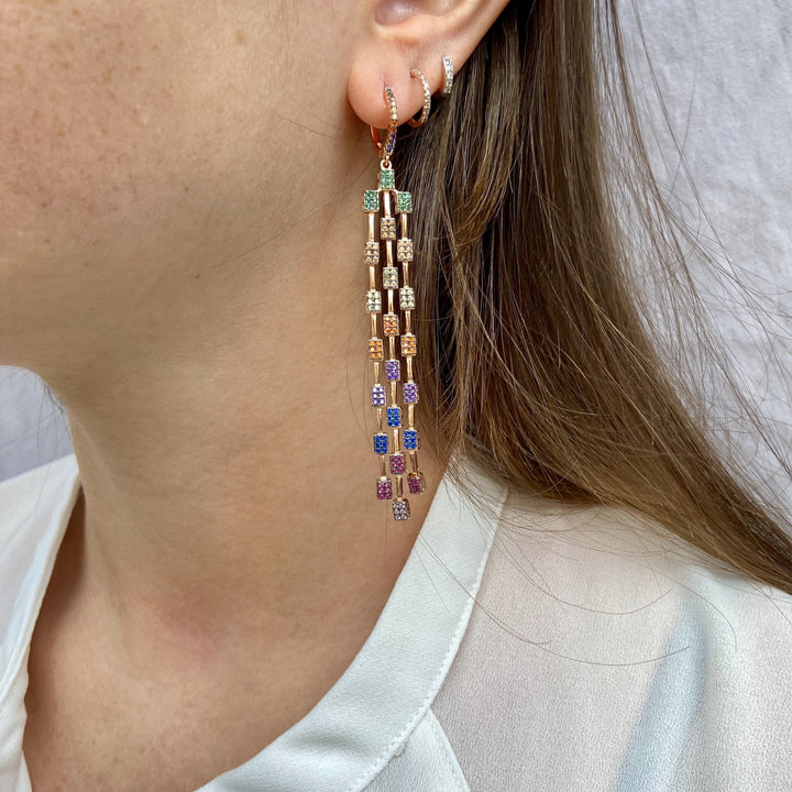 Rose Gold Multi Color Dangle Earrings