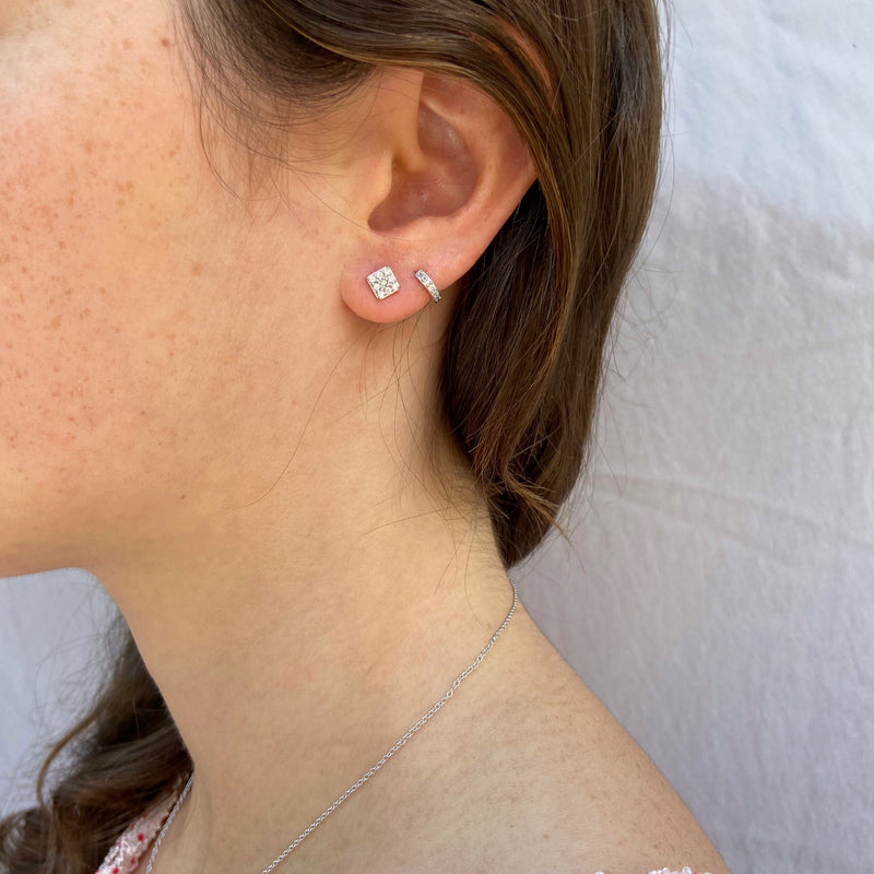 14K White Gold Mini Square Studs