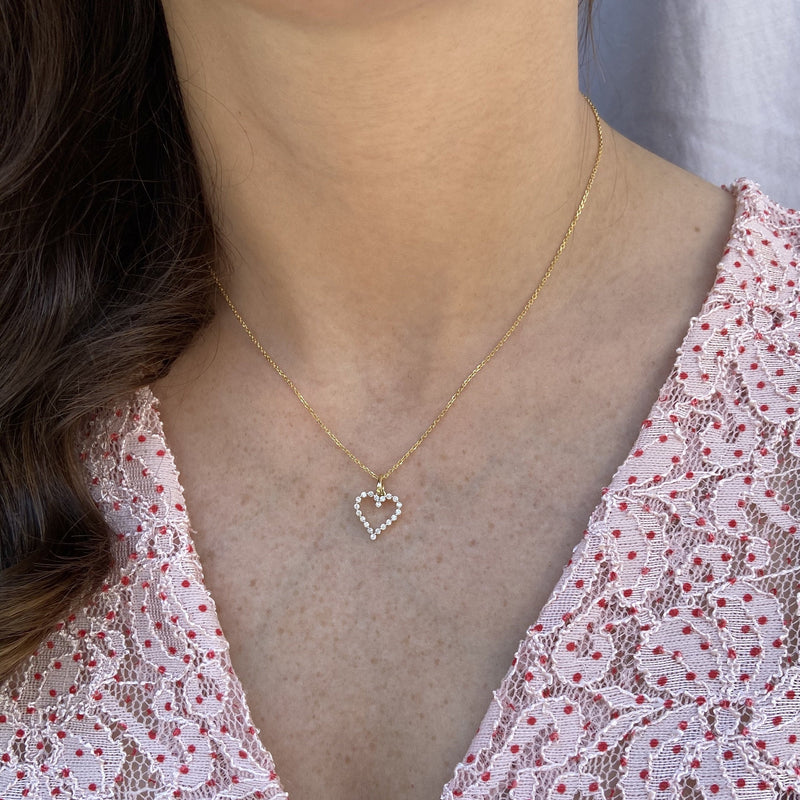 14K Gold Diamond Cutout Heart Necklace