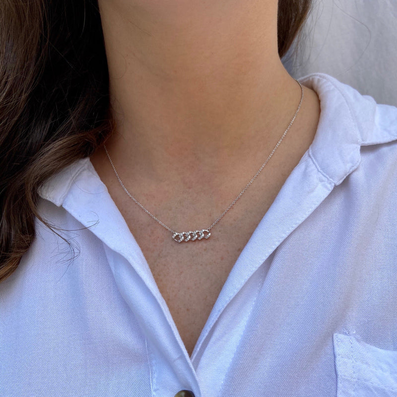 14K White Gold Diamond Cuban Link Necklace