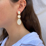 Mother-of-Pearl Three Stone Drop Earrings