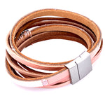 Pink Leather Wrap Bracelet