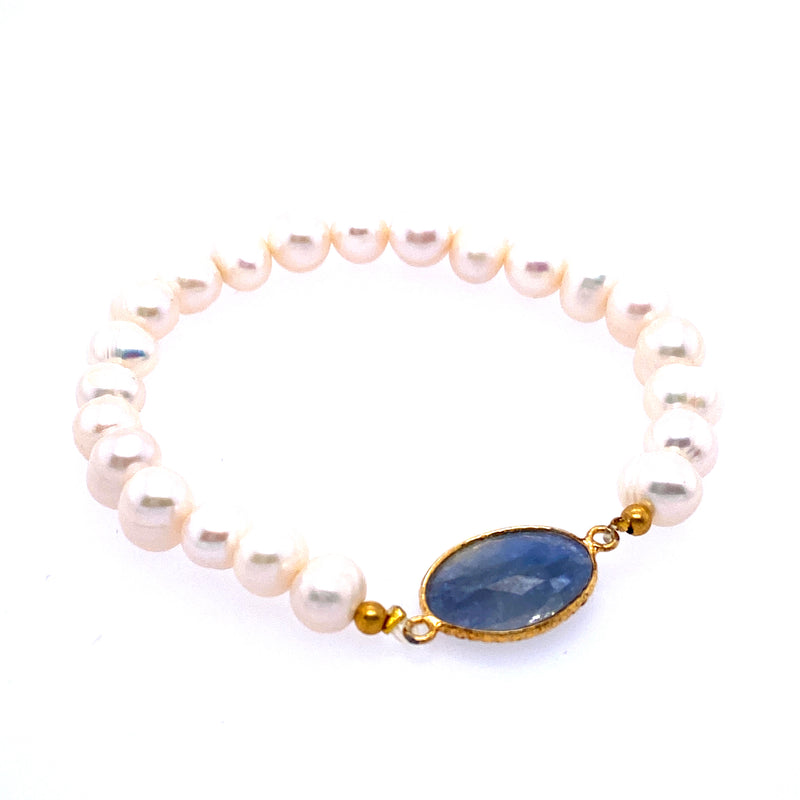 Freshwater Pearl & Stone Stretch Bracelet