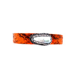 Orange Leather & Swarovski Crystal Cuff