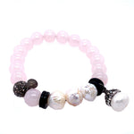 Pink Bead & Freshwater Pearl Stretch Bracelet