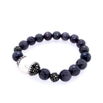 Gray Bead & Swarovski Crystal Stretch Bracelet