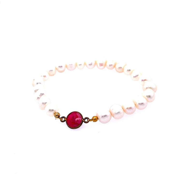 Freshwater Pearl & Gemstone Stretch Bracelet