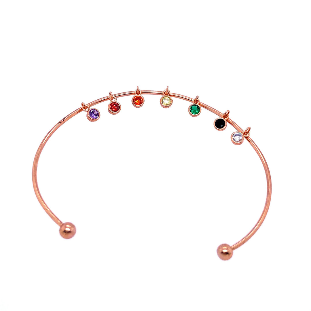 Rainbow Charm Bracelet in Rose Gold