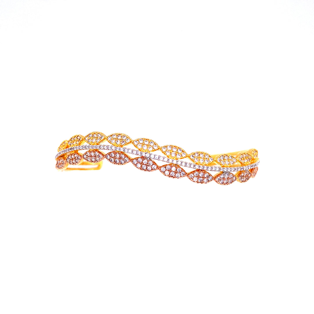 Tri Tone Crystal Cuff Bracelet