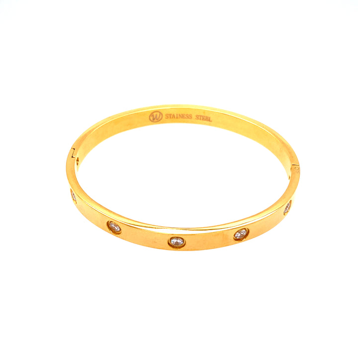 Stainless Steel Medium Bangle Bracelet in Gold