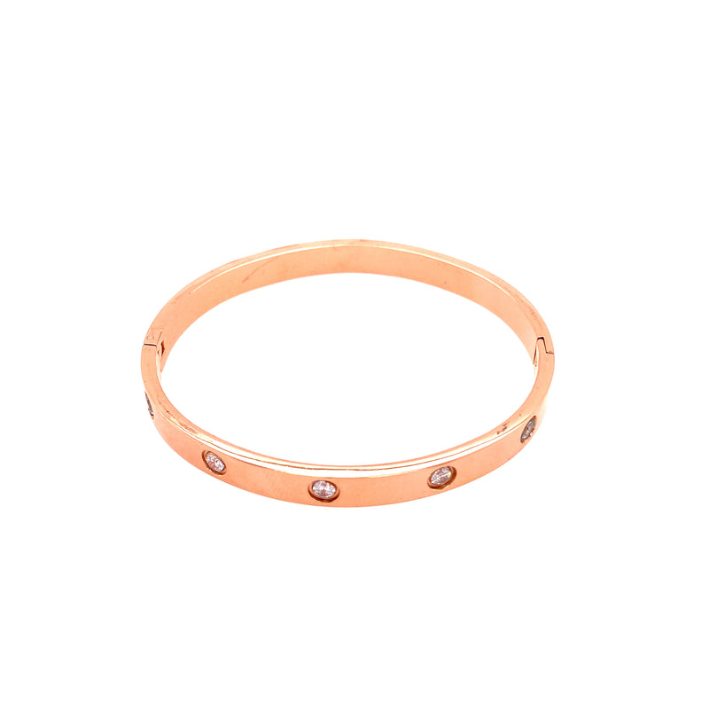 Stainless Steel Medium Bangle Bracelet in Rose Gold