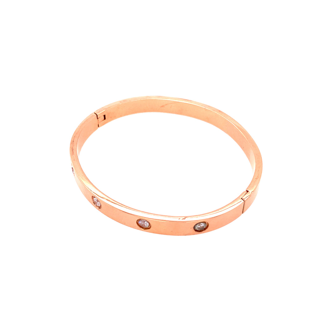 Stainless Steel Medium Bangle Bracelet in Rose Gold
