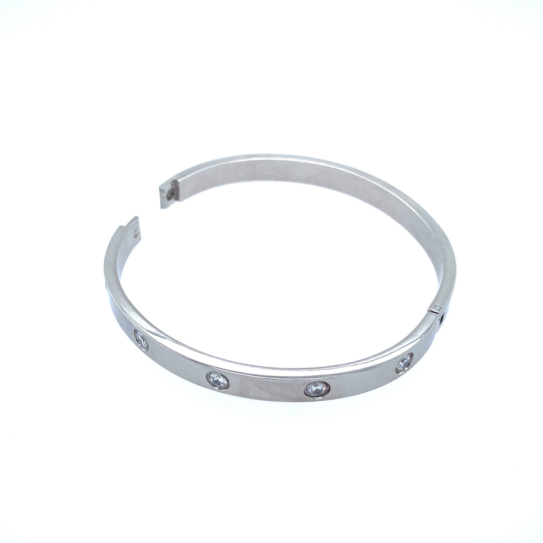 Stainless Steel Medium Bangle Bracelet in Silver