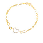 14K Gold Heart Chain Bracelet