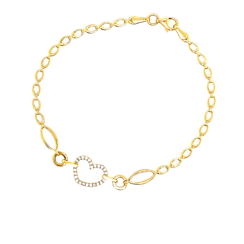 14K Gold Heart Chain Bracelet