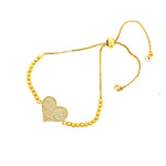 Beaded Bolo Bracelet With Heart in Gold