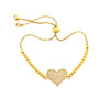 Beaded Bolo Bracelet With Heart in Gold