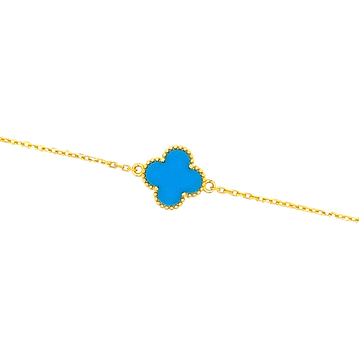 Single Turquoise Clover Bracelet in Gold