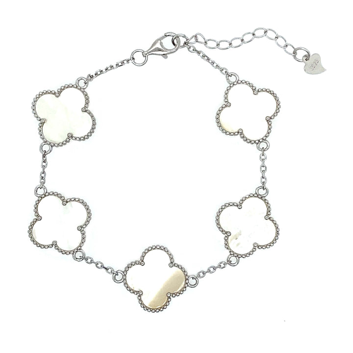Mother Of Pearl Clover Bracelet in Silver