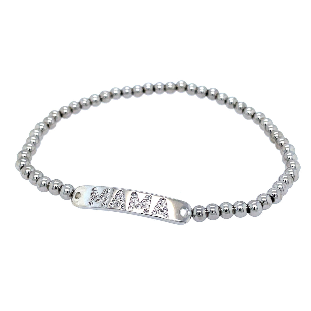 Silver Beaded Mama Bracelet