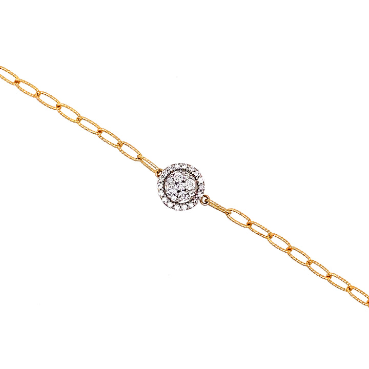 14K Oval Link Bracelet with diamond Pendant