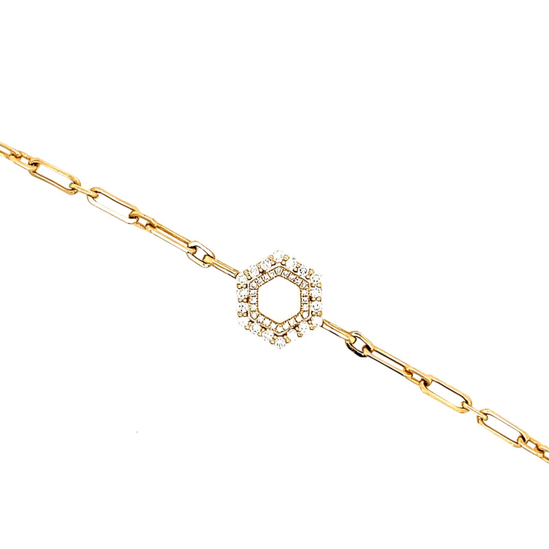 14K Hexagon Diamond Link Bracelet