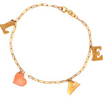 14k Mini Link Love Charm Bracelet