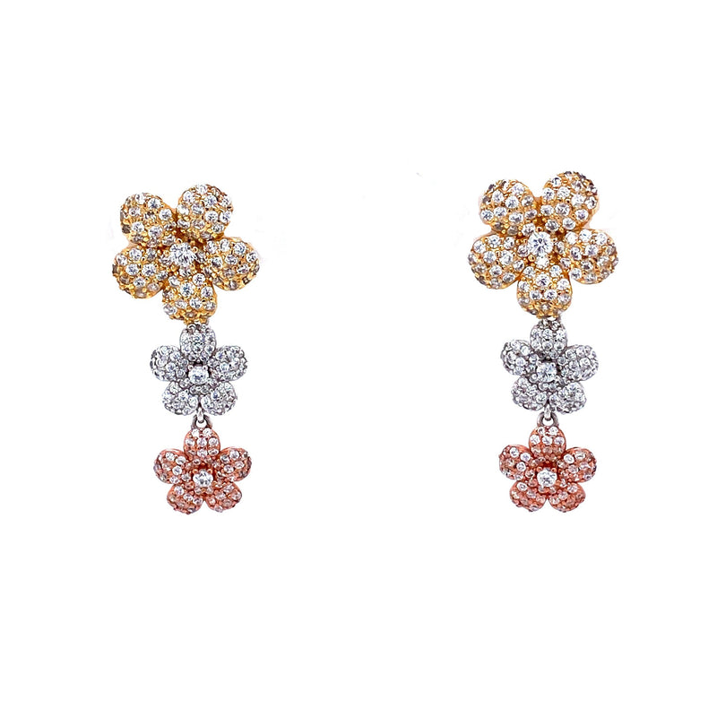 Tricolor Triple Flower Earrings