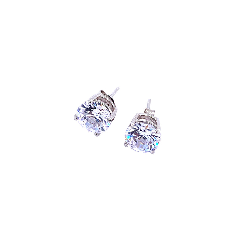 Classic Cubic Zirconia Studs In Silver - 8mm