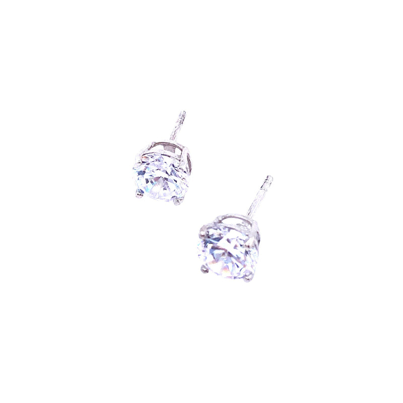 Classic Cubic Zirconia Studs In Silver - 7mm