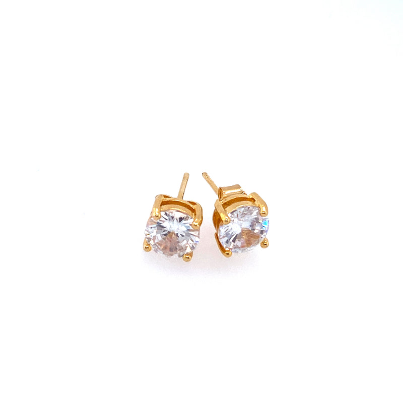 Classic Cubic Zirconia Studs in Gold - 6mm
