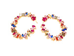 Multicolor Baguette Circle Earrings