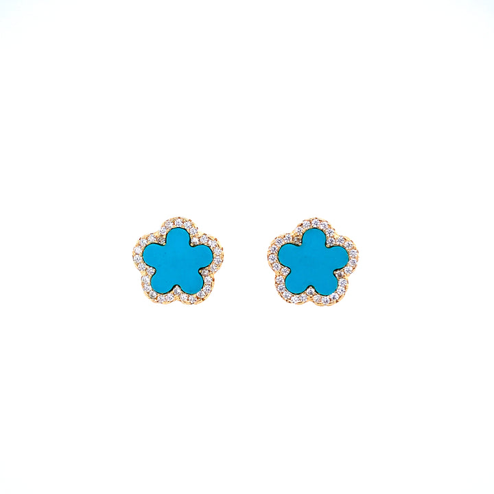 Small Turquoise Flower Studs